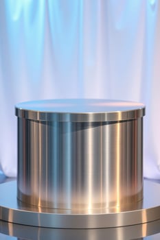 brushed metal cylinder on circular base photo