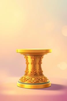 golden ornate pedestal on soft background photo