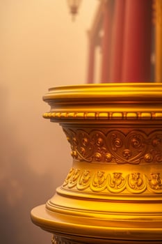 golden ornate pedestal with intricate carvings photo