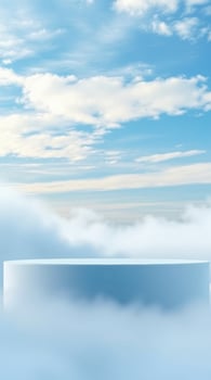 elevated cylindrical platform above clouds photo