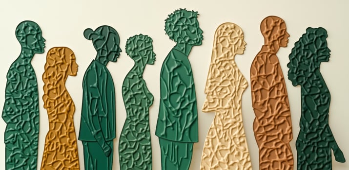 eight profiled figures earthy tones photo
