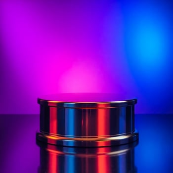 polished metallic cylinder on a vibrant gradient background photo