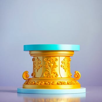 ornate golden pedestal with teal top photo