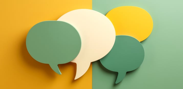 colorful speech bubbles on two-toned background photo