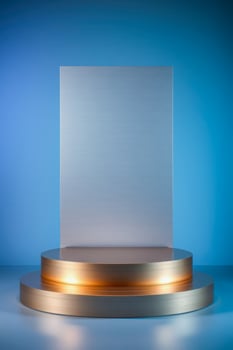 brushed metal plate on circular platform photo