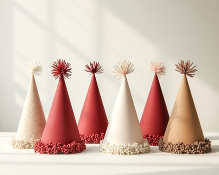 five decorative conical party hats photo