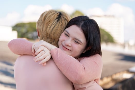 Couple embracing for valentine day in a romantic outdoor setting capturing love and connection photo