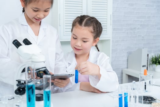 Scientist education scientific in laboratory. Medical child learning, Biotechnology, discover, imagine, executive function, kid, education, intelligence quotient, emotional quotient photo