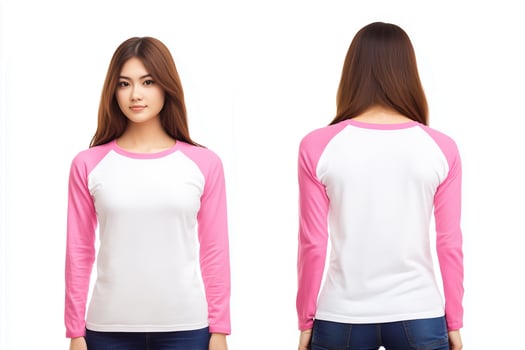 Women's Bright Pink Raglan Tee with White Base photo