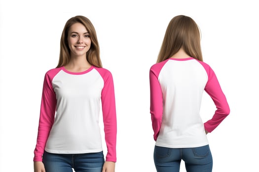 Sporty Women's White Shirt with Pink Sleeves photo