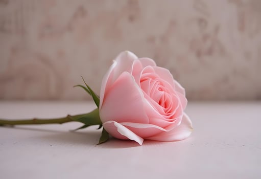 Graceful Pink Rosebud on Textured Canvas photo