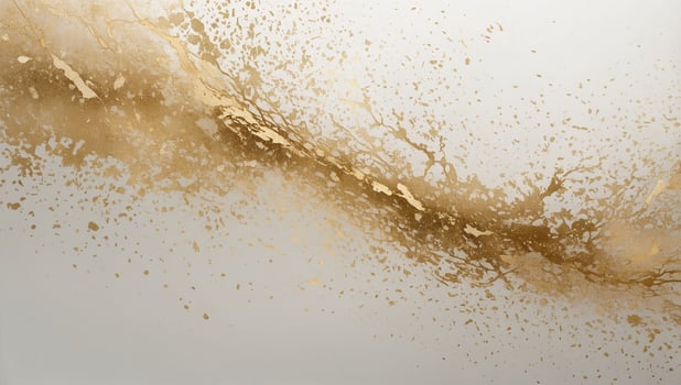 golden paint splashes on a white background photo