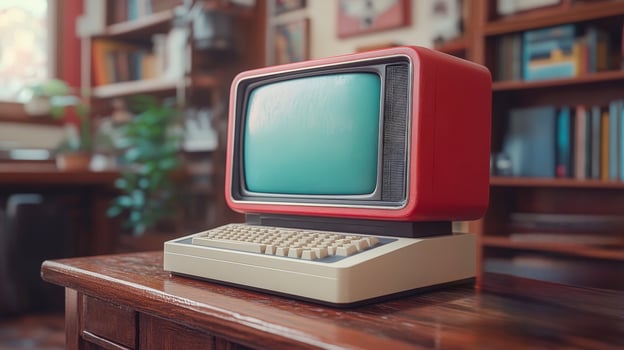 A vintage, antique desktop computer photo