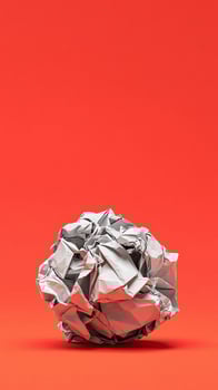 Crumpled Paper Ball red background photo