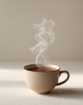 A cup of tea with steam coming out of it photo