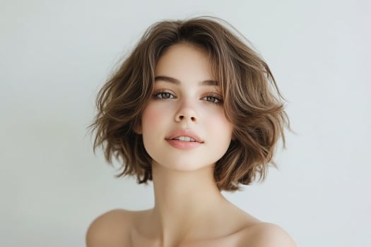 Beautiful young woman with short hair photo