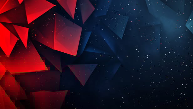 Abstract geometric design with red and blue tones and star-like elements. photo