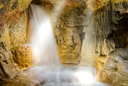Incredible waterfall inside a cave. waterfalls in the Krka National Park photo
