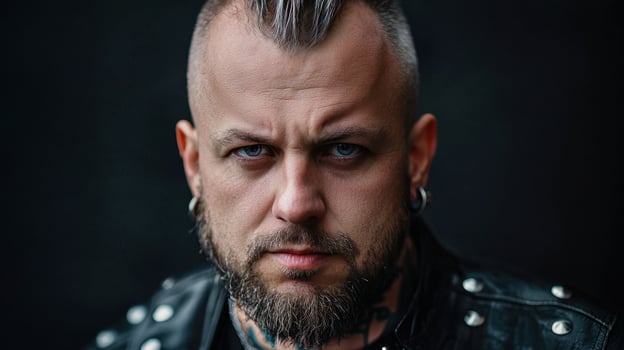 A man with a beard and tattoos on his face photo