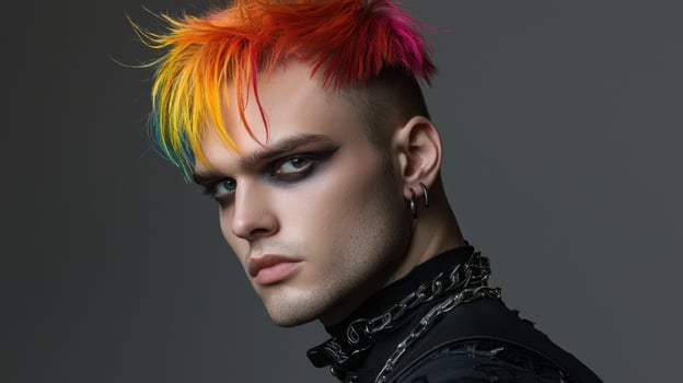 A man with colorful hair and makeup photo