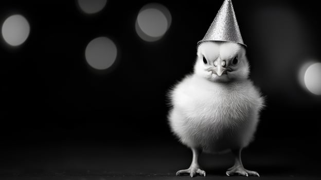 A baby bird wearing a party hat photo