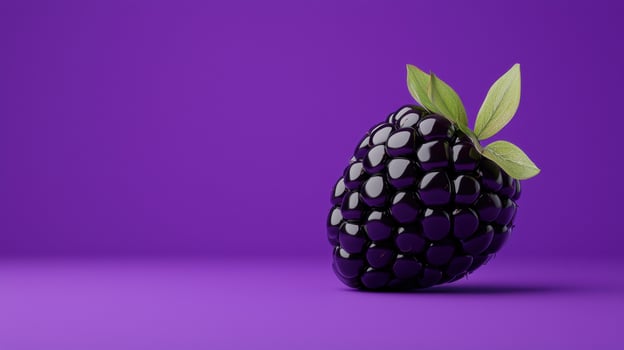 Blackberry on purple background 3d render photo