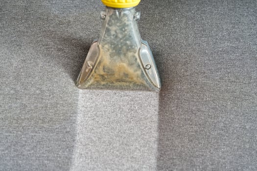 chemical cleaning Textile sofa with professionally extraction method. Upholstered furniture. photo
