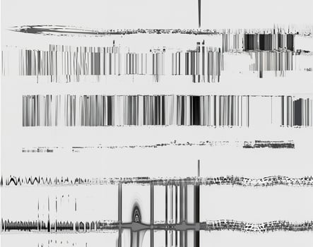 Abstract monochrome artwork showcasing vertical and horizontal distorted lines with a textured grunge effect. photo