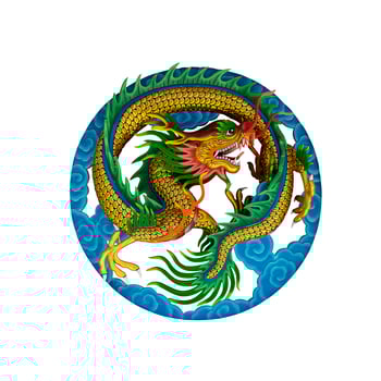 Close up dragon statue isolate on white with clipping path. photo