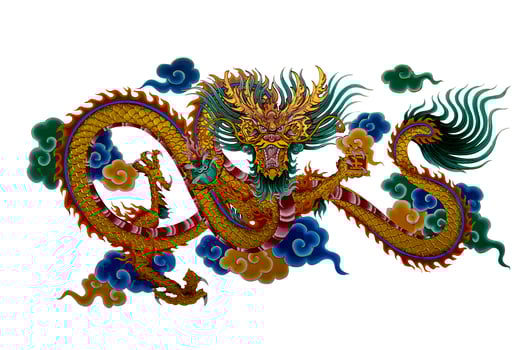 Dragon Painting about the religious beliefs of the Chinese shrine. photo
