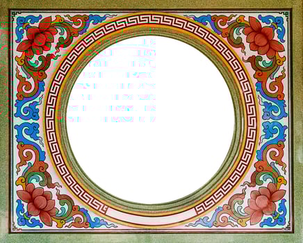 The circular empty space in the wall art patterns of the Chinese shrine in public photo