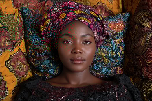 Portrait of a beautiful African woman wearing a headscarf photo