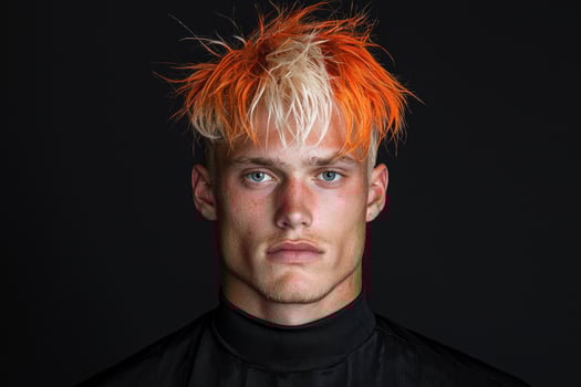 Stylish young man with orange and white hair photo