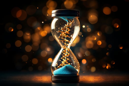 Hourglass with sparkling sand and lights photo