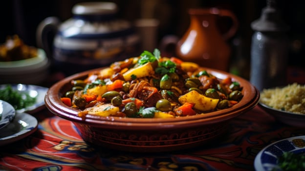 Delicious moroccan vegetable tagine with couscous photo