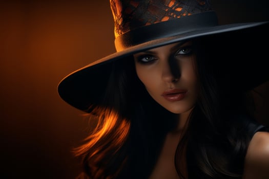 mysterious woman in dark hat photo