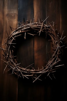 crown of thorns on wooden background photo
