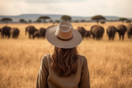 person admiring african savanna landscape photo