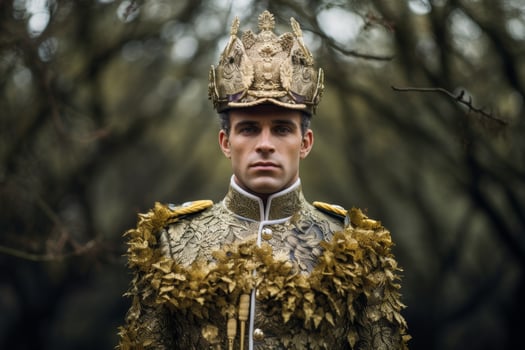 Ornate military uniform with golden crown photo