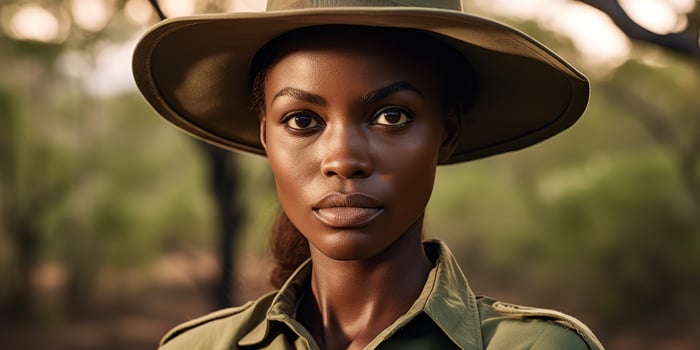 Confident woman in safari outfit photo