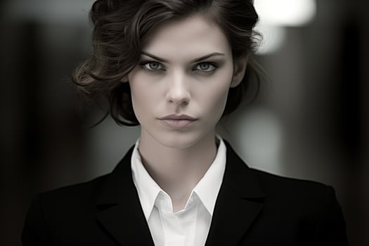 Confident businesswoman with serious expression photo
