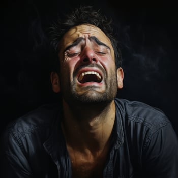 Intense emotional expression of a man photo