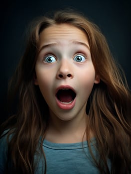 surprised young girl with wide eyes photo