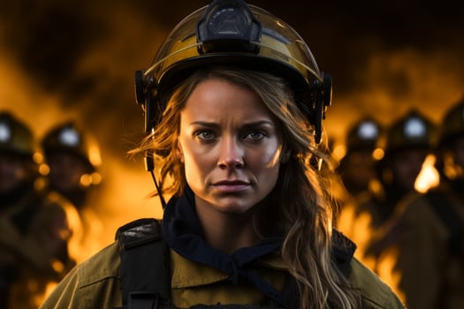 Determined firefighter in protective gear photo