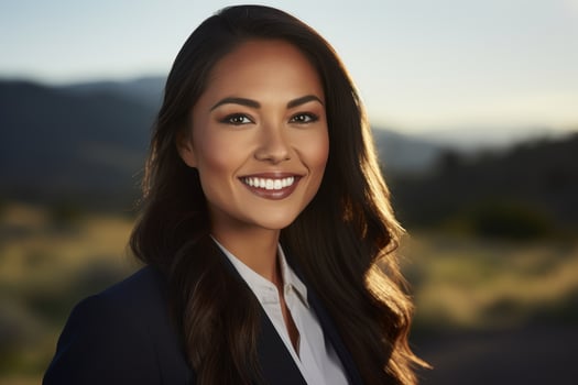 Confident business professional smiling outdoors photo