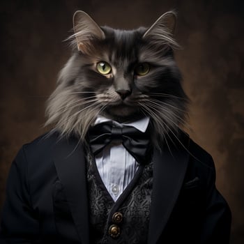 Elegant cat in formal attire photo