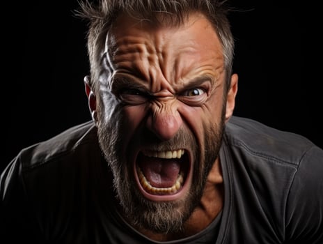 angry man with beard shouting photo