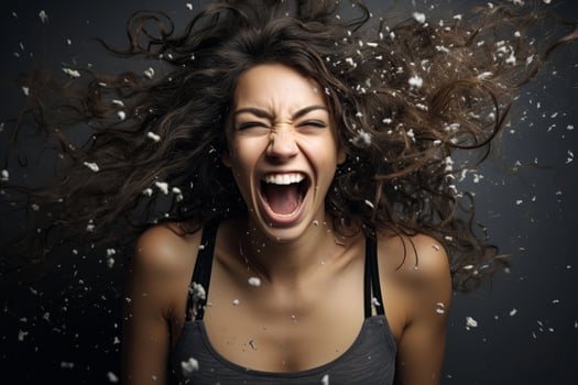 Passionate woman with wild hair photo