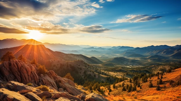 Breathtaking mountain landscape at sunset photo