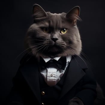 Elegant cat in tuxedo photo